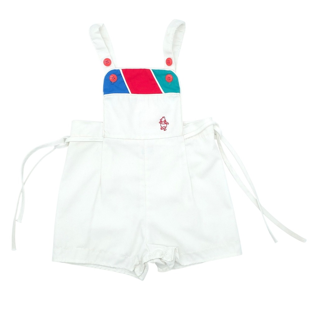 Disney Winnie The Pooh Shortalls White Size M 20-25lbs 12-18 Months